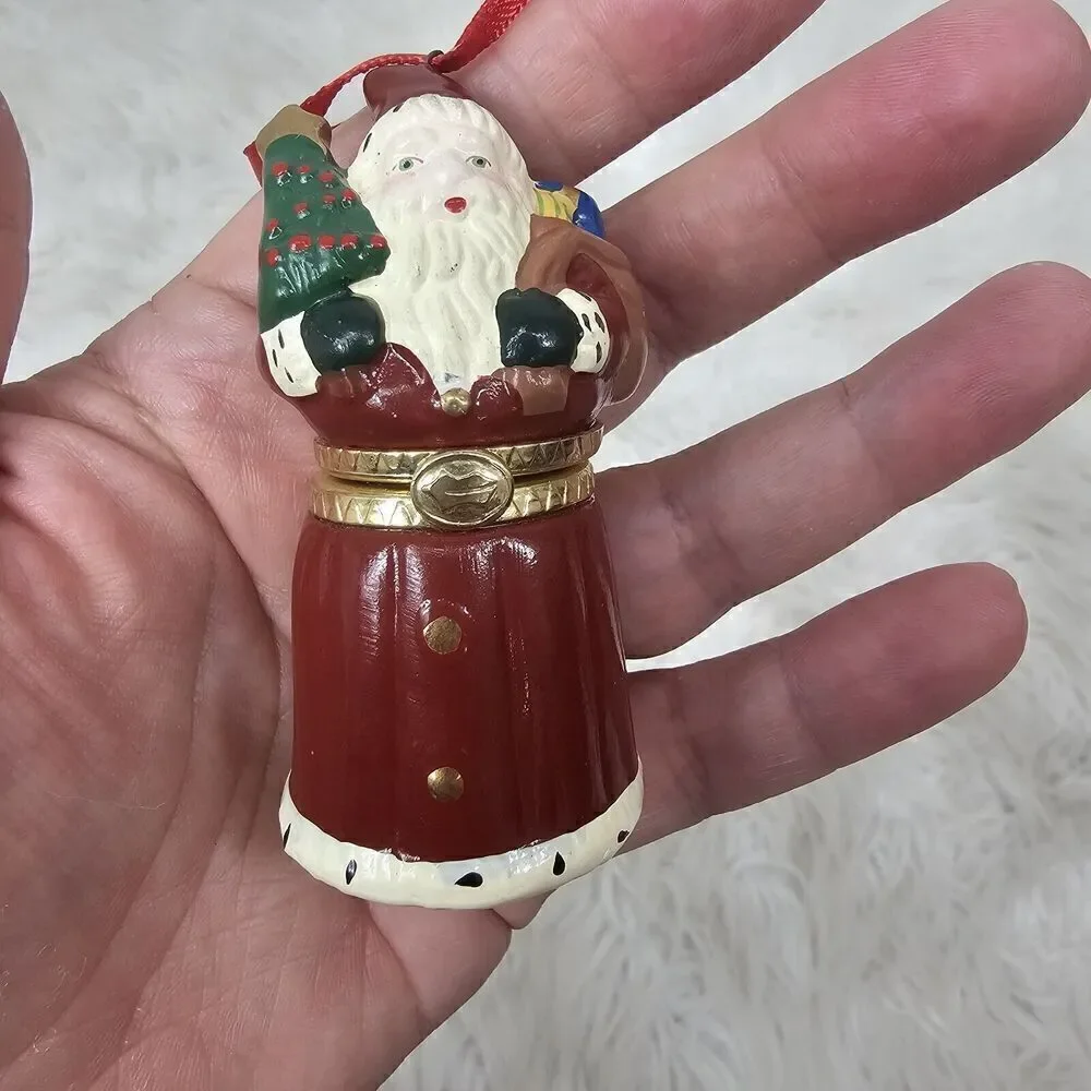1998 HALLMARK  CHRISTMAS ORNAMENTS - SANTAS HIDDEN SURPRISE - Hinged Trinket Box